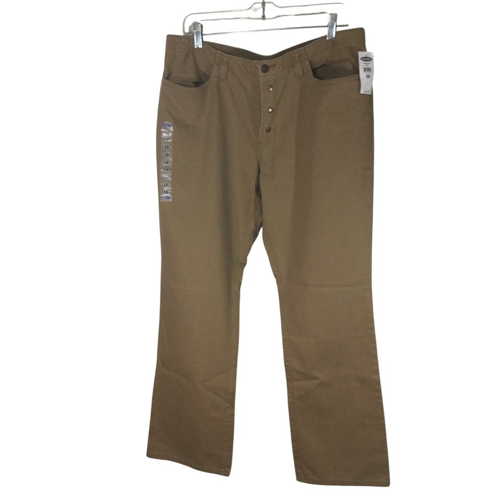NWT OLD NAVY brown Jeans pants snap buttons Size 16 Womans new